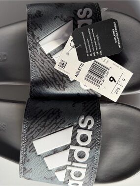 adidas Black and Gray Adilette Slide Sandals